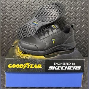 Skechers Goodyear Slip Resistant Casual Shoes Oula Black Lightweight Womens Sz 8